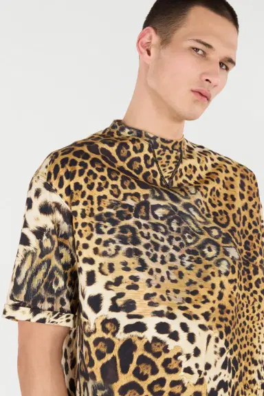 Roberto Cavalli Cotton T-Shirt With Leopard Print | Thumbnail 6