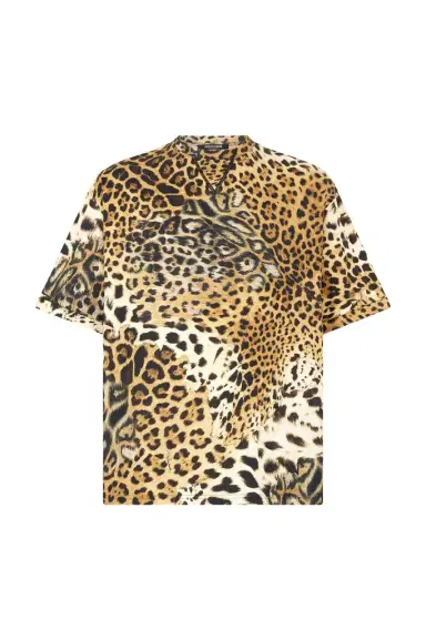Roberto Cavalli Cotton T-Shirt With Leopard Print | Thumbnail 1