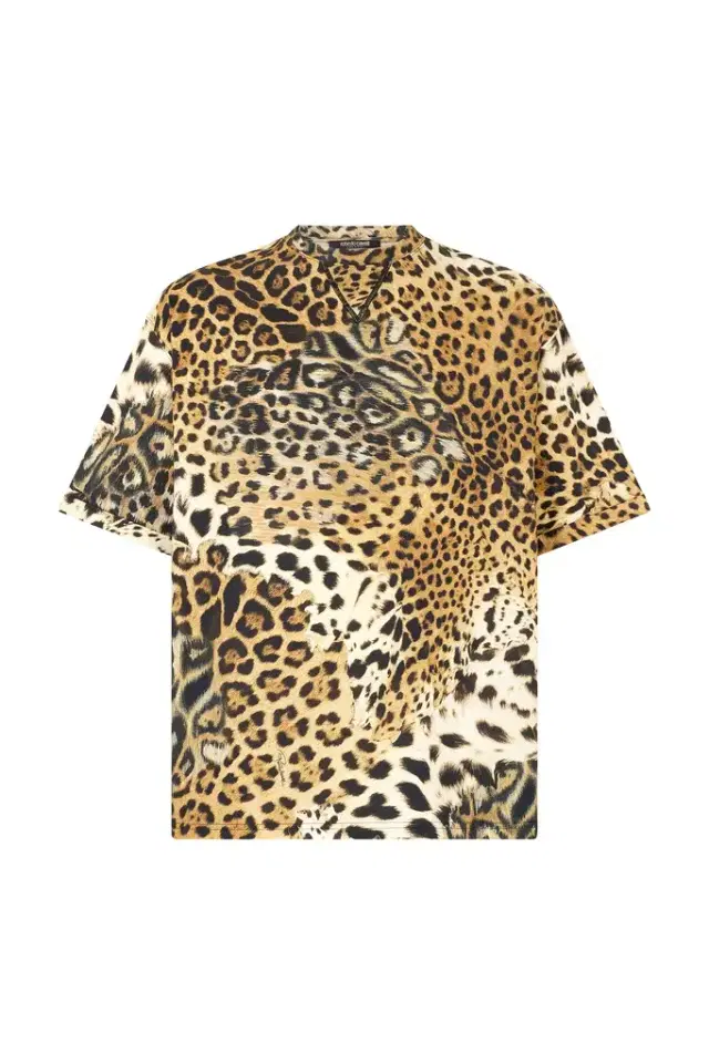 Cotton T-Shirt With Leopard Print