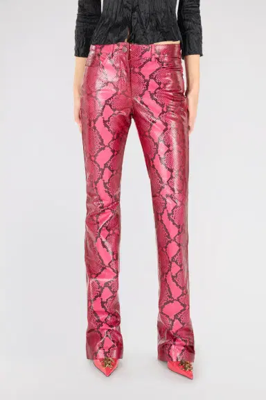 Roberto Cavalli Shiny Python-Print Pants | Thumbnail 2