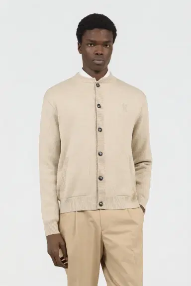 Roberto Cavalli Beige Cardigan With Embroidered Monogram RC | Thumbnail 2 Roberto Cavalli Beige Cardigan With Embroidered Monogram RC | Thumbnail 2