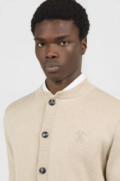 Roberto Cavalli Beige Cardigan With Embroidered Monogram RC | Thumbnail 4 Roberto Cavalli Beige Cardigan With Embroidered Monogram RC | Thumbnail 4