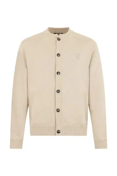 Roberto Cavalli Beige Cardigan With Embroidered Monogram RC | Thumbnail 1 Roberto Cavalli Beige Cardigan With Embroidered Monogram RC | Thumbnail 1