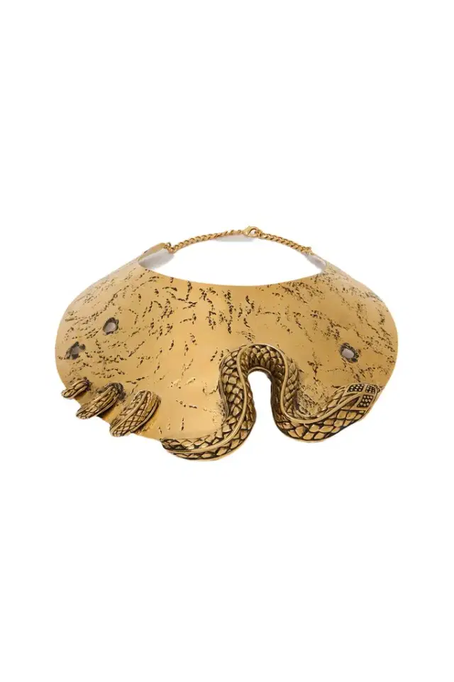 Antique Gold Choker Necklace with Snake
