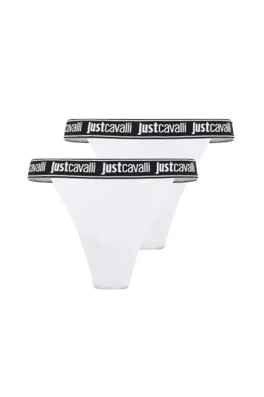 Roberto Cavalli Two-Pack White Cotton Panties With Logo Waistband | Thumbnail 1 Roberto Cavalli Two-Pack White Cotton Panties With Logo Waistband | Thumbnail 1