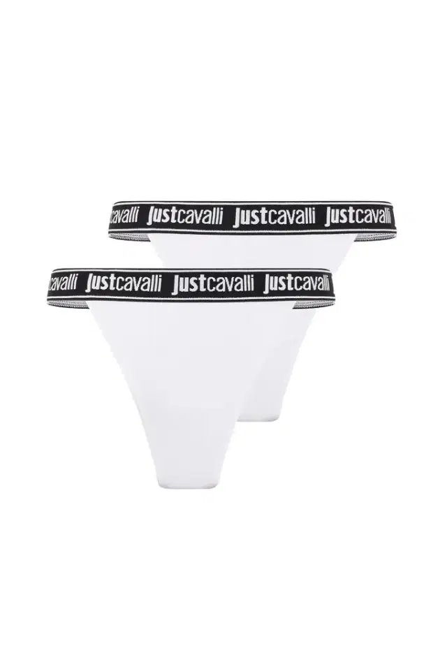 Roberto Cavalli Two-Pack White Cotton Panties With Logo Waistband