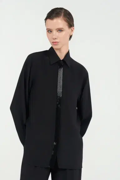 Roberto Cavalli Silk Shirt with Shimmering Detail | Thumbnail 2
