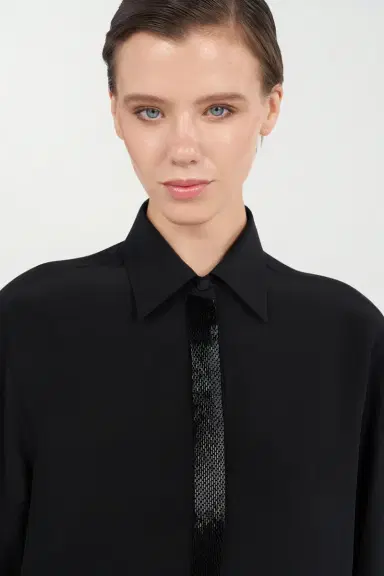 Roberto Cavalli Silk Shirt with Shimmering Detail | Thumbnail 5