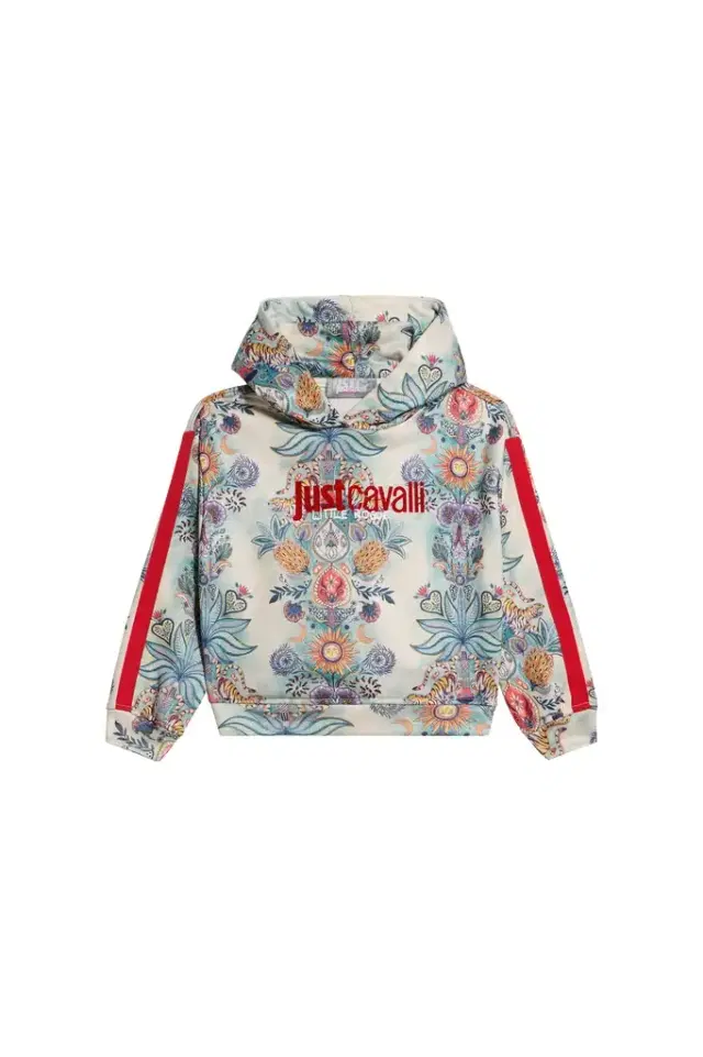 Roberto Cavalli Hooded Sweatshirt Tropical Garden Print