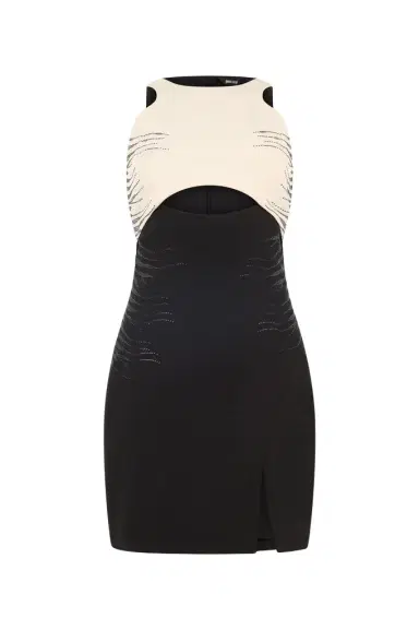 Roberto Cavalli Two-Tone Mini Dress With Cut-Out | Thumbnail 1 Roberto Cavalli Two-Tone Mini Dress With Cut-Out | Thumbnail 1