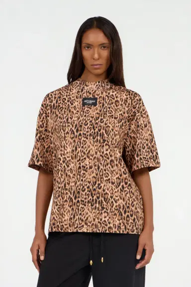 Roberto Cavalli Cotton T-shirt with Leopard Skin Print | Thumbnail 2