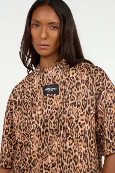 Roberto Cavalli Cotton T-shirt with Leopard Skin Print | Thumbnail 5