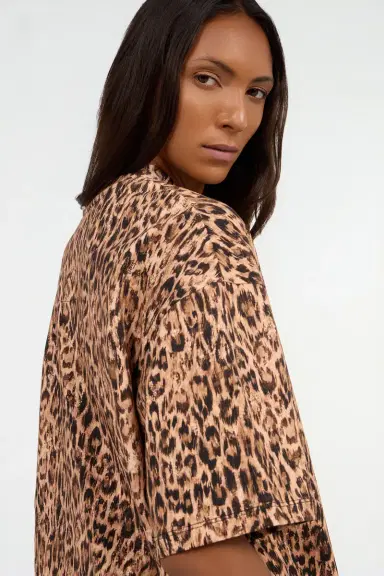 Roberto Cavalli Cotton T-shirt with Leopard Skin Print | Thumbnail 6