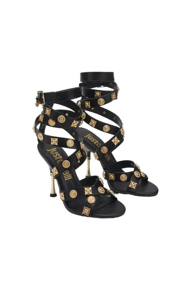 Black Strappy High-Heeled Sandal