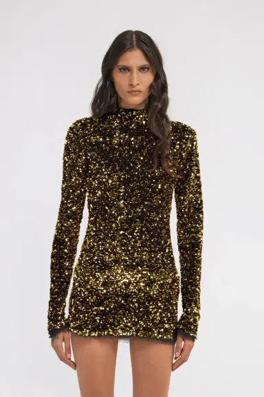 Roberto Cavalli Gold Sequin Mini Dress | Thumbnail 2
