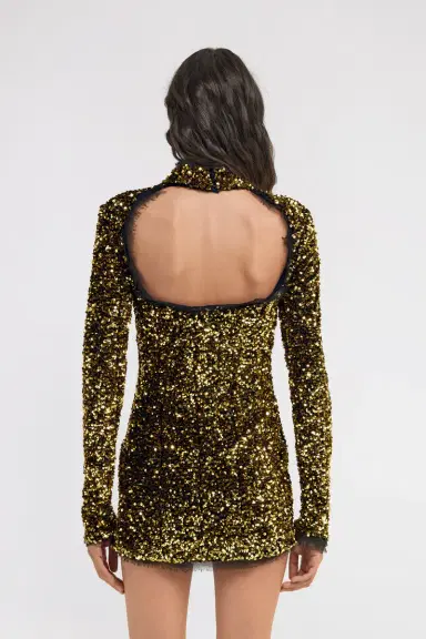 Roberto Cavalli Gold Sequin Mini Dress | Thumbnail 3