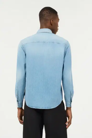 Roberto Cavalli Denim Shirt With Mirror Snake Monogram | Thumbnail 3 Roberto Cavalli Denim Shirt With Mirror Snake Monogram | Thumbnail 3
