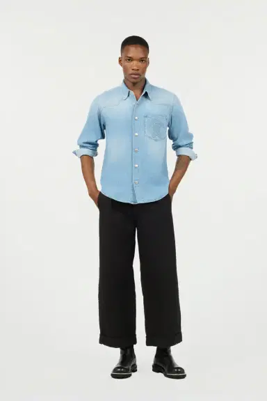 Roberto Cavalli Denim Shirt With Mirror Snake Monogram | Thumbnail 7 Roberto Cavalli Denim Shirt With Mirror Snake Monogram | Thumbnail 7