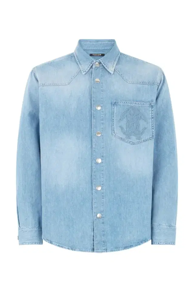 Roberto Cavalli Denim Shirt With Mirror Snake Monogram