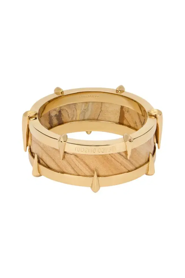 Roberto Cavalli Gold-Tone Bracelet With Semiprecious Stone And Spikes