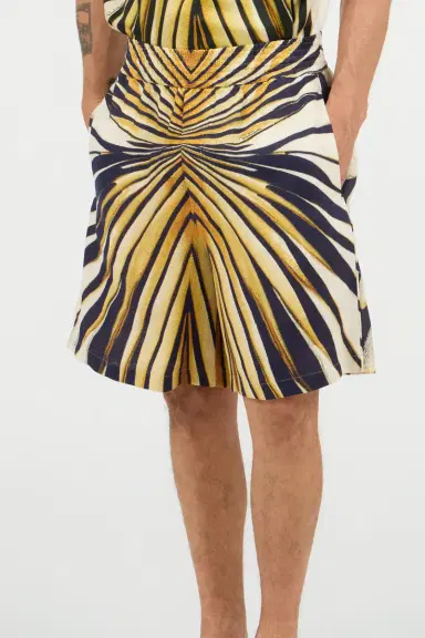 Roberto Cavalli Ray Of Gold Print Linen Bermuda | Thumbnail 2 Roberto Cavalli Ray Of Gold Print Linen Bermuda | Thumbnail 2