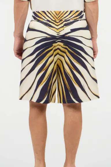 Roberto Cavalli Ray Of Gold Print Linen Bermuda | Thumbnail 3 Roberto Cavalli Ray Of Gold Print Linen Bermuda | Thumbnail 3
