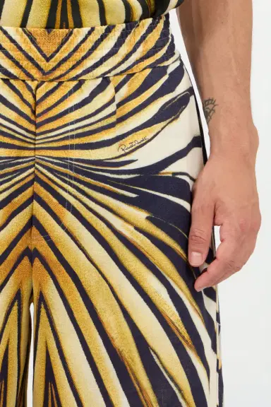 Roberto Cavalli Ray Of Gold Print Linen Bermuda | Thumbnail 5 Roberto Cavalli Ray Of Gold Print Linen Bermuda | Thumbnail 5