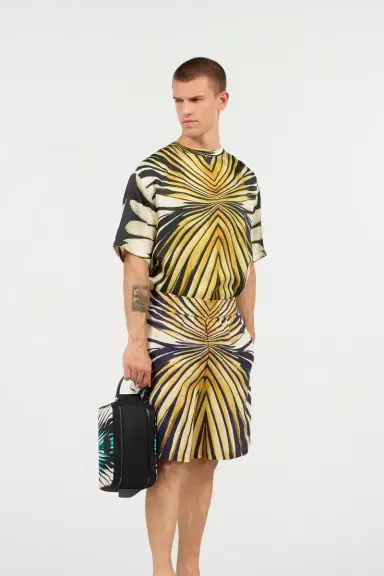 Roberto Cavalli Ray Of Gold Print Linen Bermuda | Thumbnail 7 Roberto Cavalli Ray Of Gold Print Linen Bermuda | Thumbnail 7