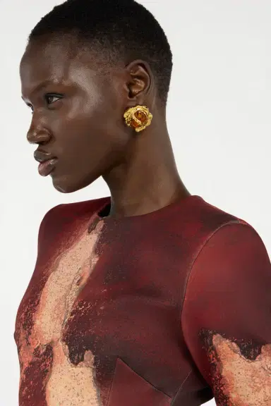 Roberto Cavalli Golden Clip-On Earrings With Topaz Stone | Thumbnail 2