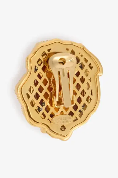 Roberto Cavalli Golden Clip-On Earrings With Topaz Stone | Thumbnail 3