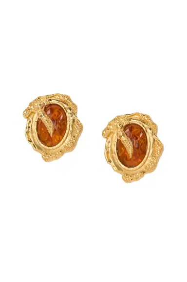 Roberto Cavalli Golden Clip-On Earrings With Topaz Stone | Thumbnail 1