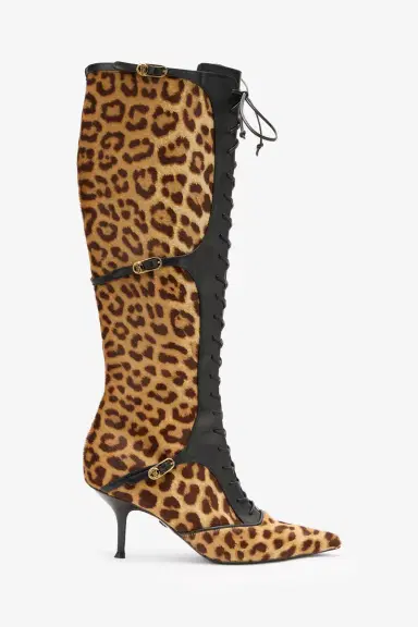 Roberto Cavalli Pointed Lace-Up Boots With Leopard Skin | Thumbnail 2
