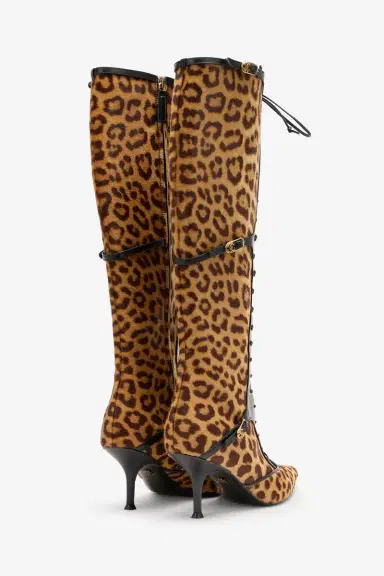 Roberto Cavalli Pointed Lace-Up Boots With Leopard Skin | Thumbnail 3
