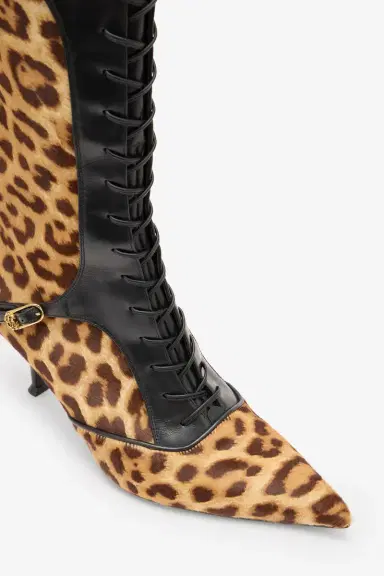 Roberto Cavalli Pointed Lace-Up Boots With Leopard Skin | Thumbnail 4