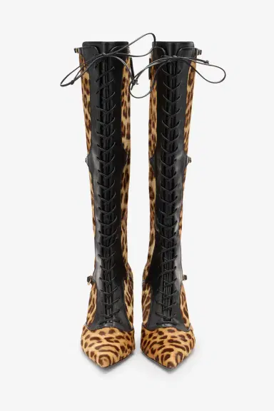 Roberto Cavalli Pointed Lace-Up Boots With Leopard Skin | Thumbnail 5