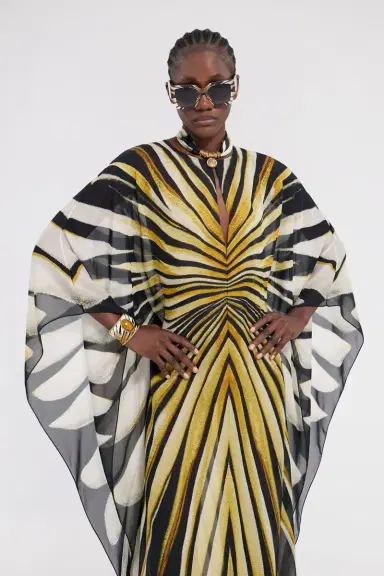 Roberto Cavalli Ray Of Gold Print Silk Maxi Dress | Thumbnail 4
