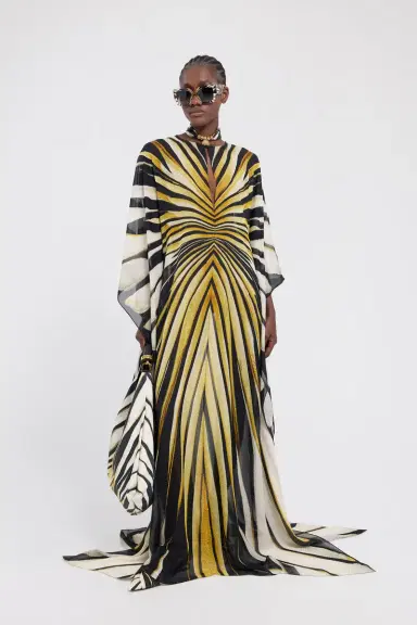 Roberto Cavalli Ray Of Gold Print Silk Maxi Dress | Thumbnail 6