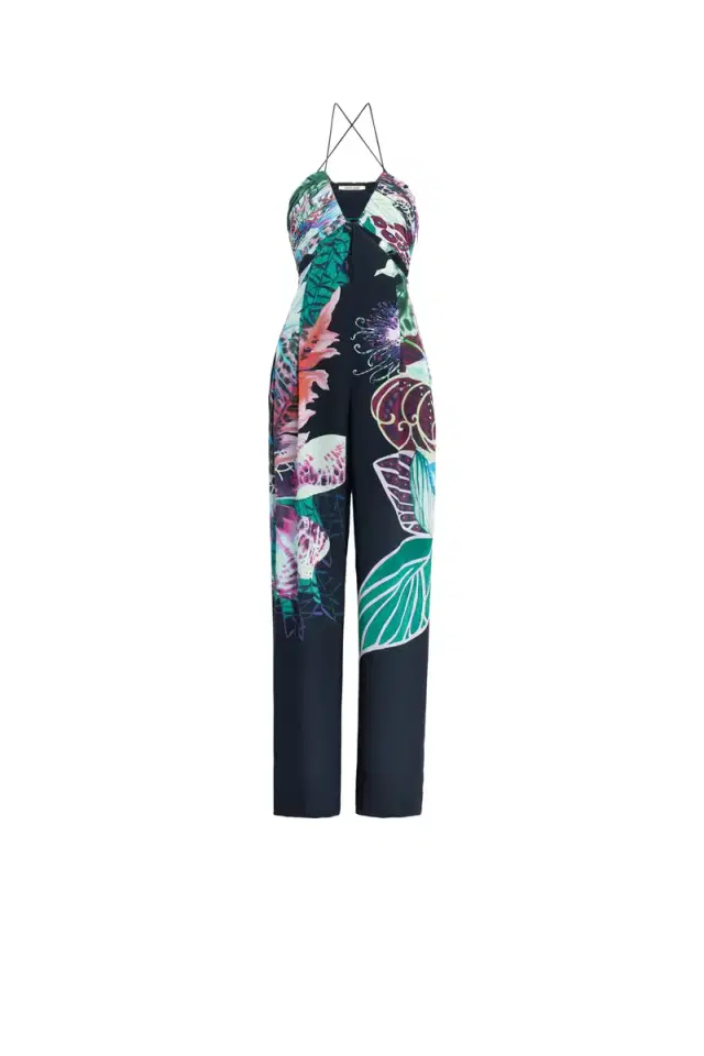 Roberto Cavalli Exotic Flora print silk jumpsuit