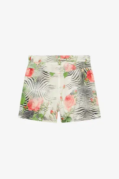 Roberto Cavalli Shorts With White Tigress And Rose Print | Thumbnail 2
