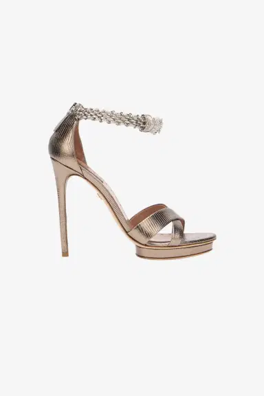 Roberto Cavalli Roar Silver Leather Sandals | Thumbnail 2 Roberto Cavalli Roar Silver Leather Sandals | Thumbnail 2