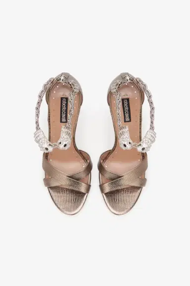 Roberto Cavalli Roar Silver Leather Sandals | Thumbnail 4 Roberto Cavalli Roar Silver Leather Sandals | Thumbnail 4