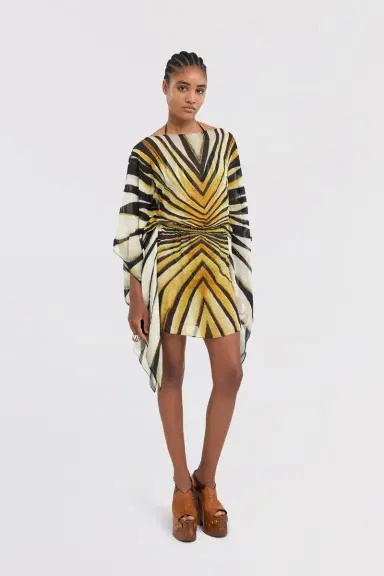 Roberto Cavalli Ray Of Gold Print Kaftan Dress Silk | Thumbnail 2 Roberto Cavalli Ray Of Gold Print Kaftan Dress Silk | Thumbnail 2