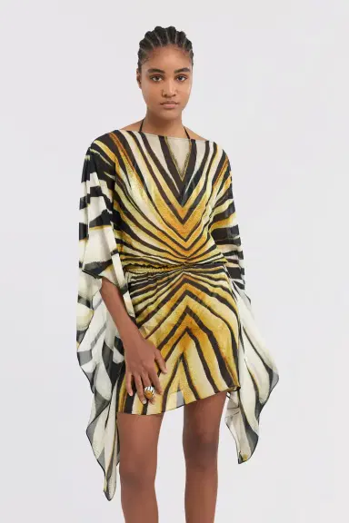 Roberto Cavalli Ray Of Gold Print Kaftan Dress Silk | Thumbnail 4 Roberto Cavalli Ray Of Gold Print Kaftan Dress Silk | Thumbnail 4
