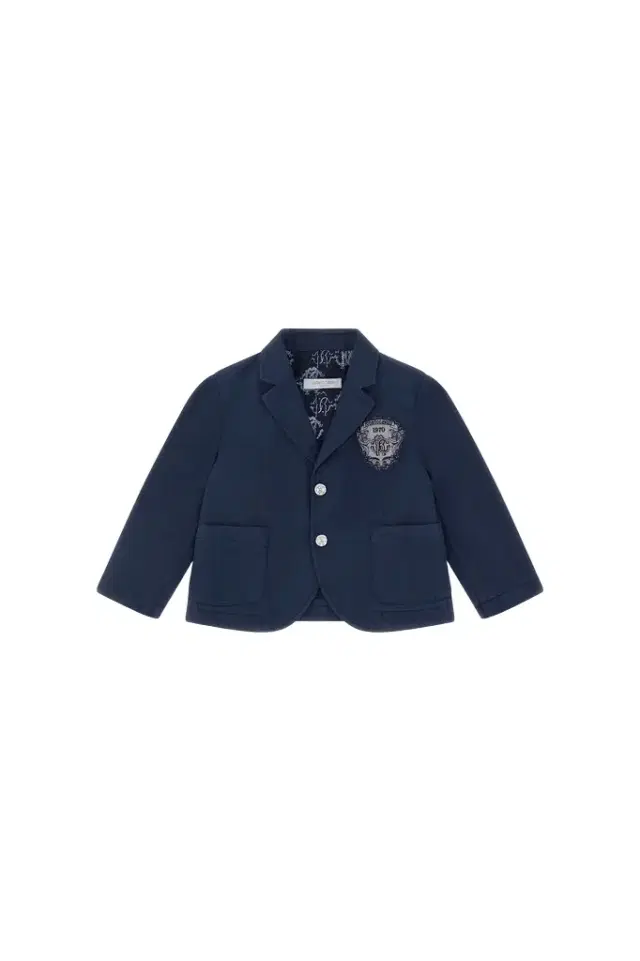 Roberto Cavalli Navy Crest Embroidered Blazer
