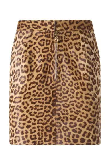 Roberto Cavalli Leather Miniskirt With Leopard Skin Print | Thumbnail 1