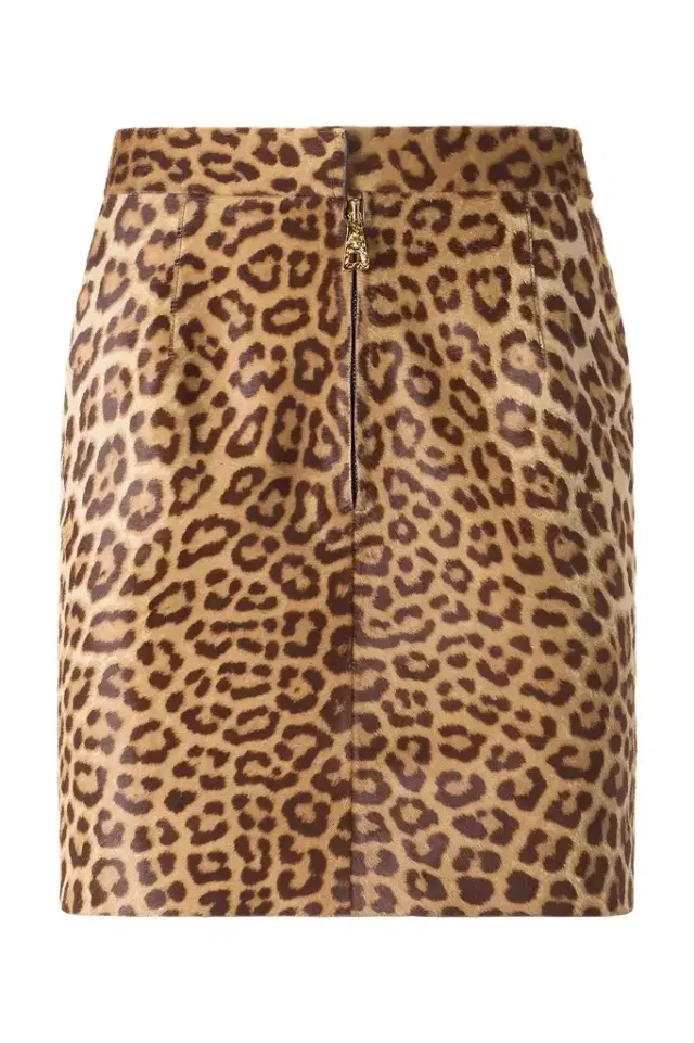 Roberto Cavalli Leather Miniskirt With Leopard Skin Print