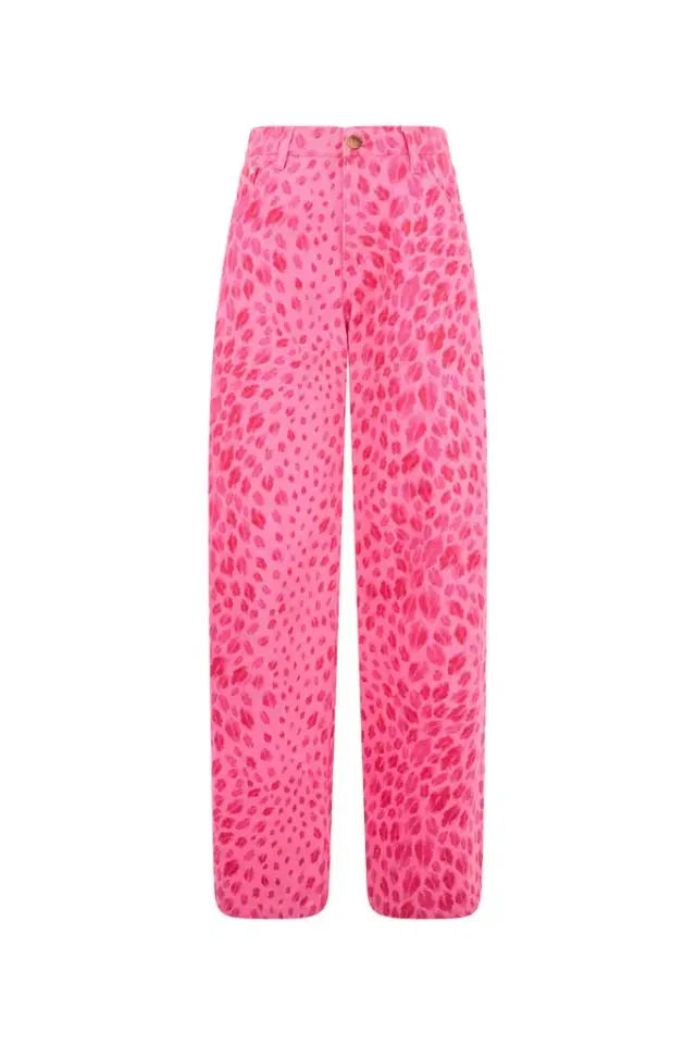 Roberto Cavalli The Jaguar Kiss Pink Print Jeans