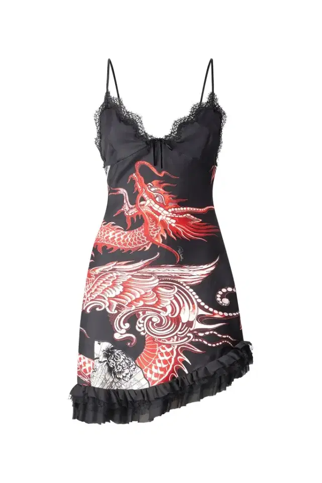 Roberto Cavalli Silk Mini Dress With Dragon And Ruches