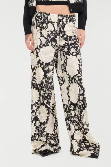 Roberto Cavalli Pure Silk Pants With Floral Print | Thumbnail 2