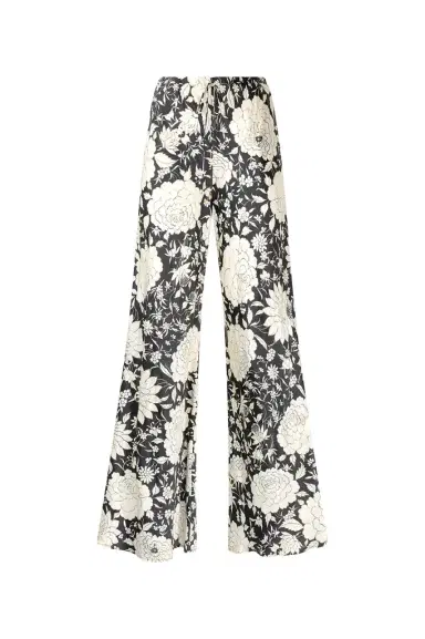 Roberto Cavalli Pure Silk Pants With Floral Print | Thumbnail 1